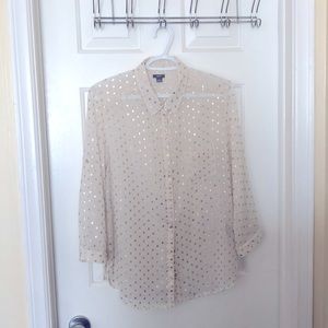 Aerie sheer polka dot blouse size medium